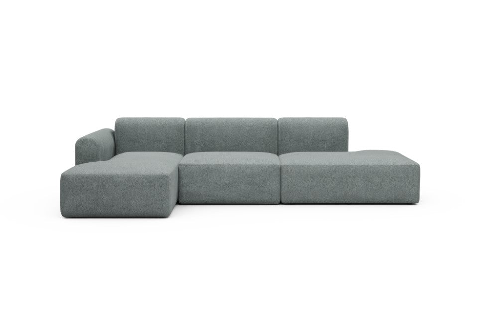 Rund Modular Sofa - Configurations 2 - K3L - 319 x 152 cm - Chaise + 1,5 Seater + Open-end - 499 Casone Light mixed Green