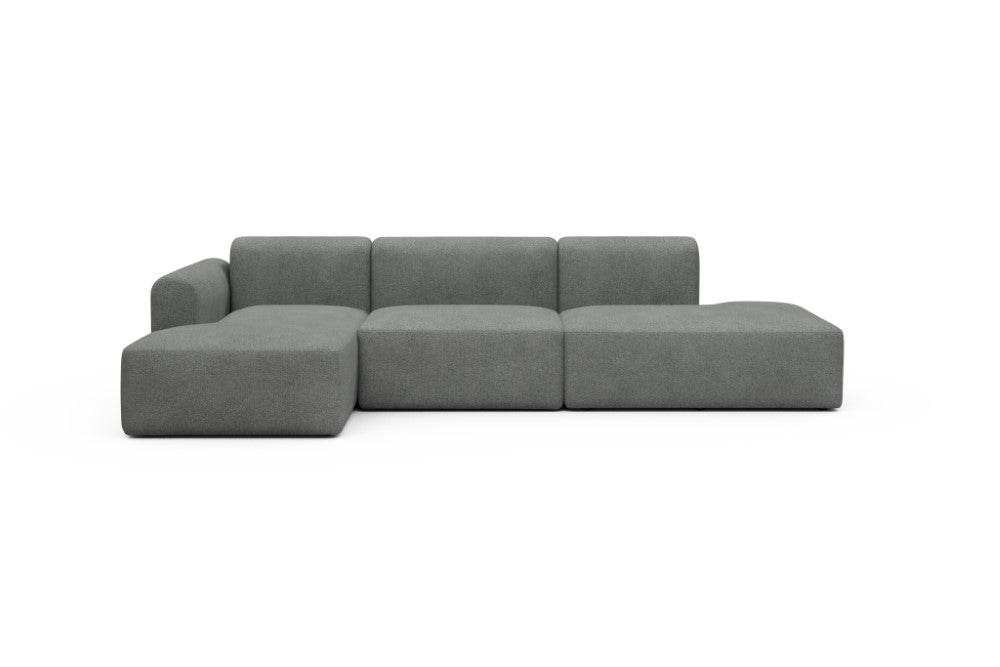 Rund Modular Sofa - Configurations 2 - K3L - 319 x 152 cm - Chaise + 1,5 Seater + Open-end - 533 Bouclé Ash Grey