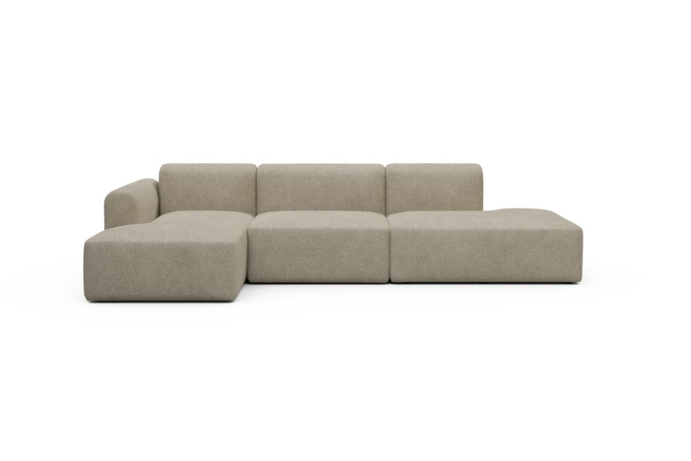 Rund Modular Sofa - Configurations 2 - K3L - 319 x 152 cm - Chaise + 1,5 Seater + Open-end - 539 Bouclé Beige