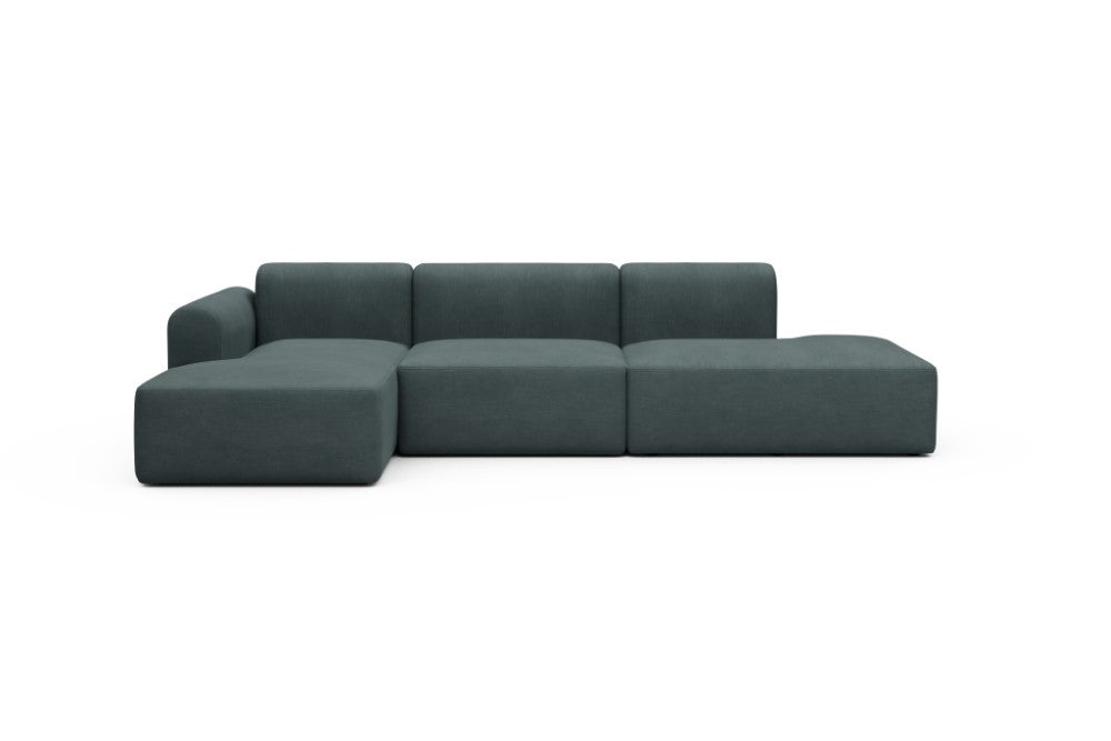 Rund Modular Sofa - Configurations 2 - K3L - 319 x 152 cm - Chaise + 1,5 Seater + Open-end - 573 Vivus Dusty Blue