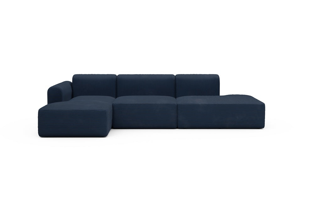 Rund Modular Sofa - Configurations 2 - K3L - 319 x 152 cm - Chaise + 1,5 Seater + Open-end - 591 Corduroy Midnight-Blue