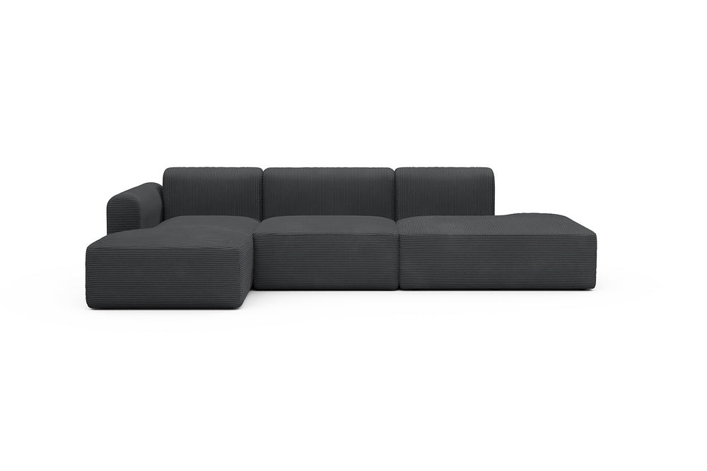 Rund Modular Sofa - Configurations 2 - K3L - 319 x 152 cm - Chaise + 1,5 Seater + Open-end - 593 Corduroy Graphite