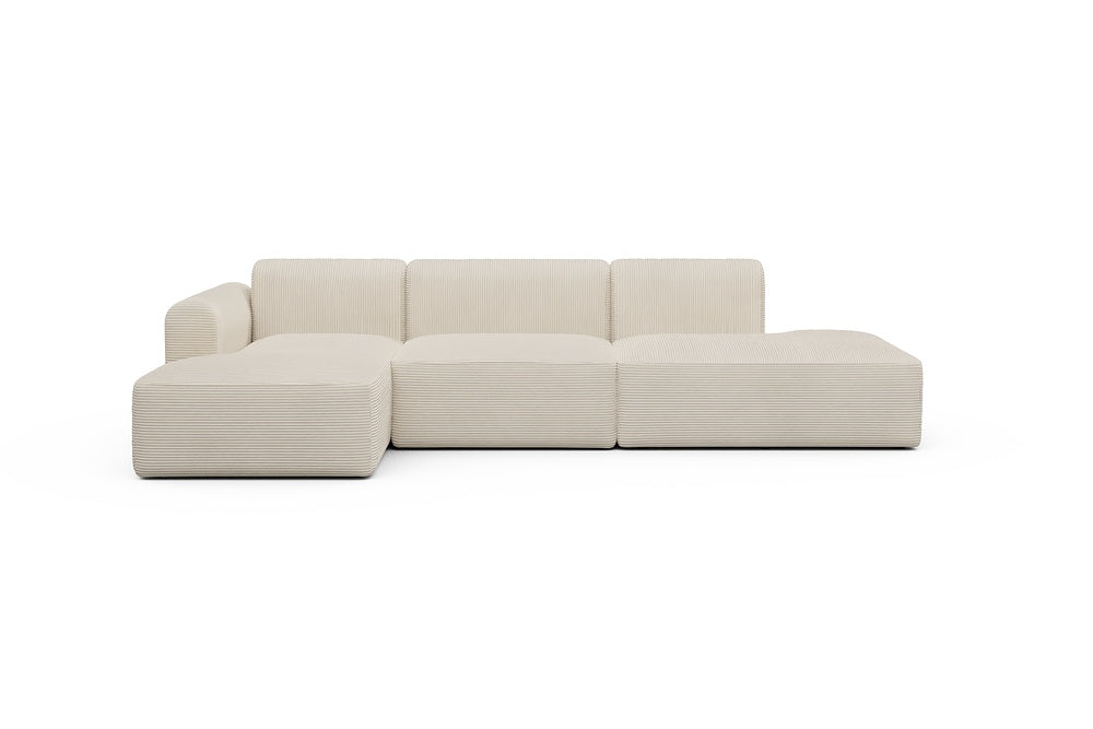 Rund Modular Sofa - Configurations 2 - K3L - 319 x 152 cm - Chaise + 1,5 Seater + Open-end - 594 Corduroy Ivory