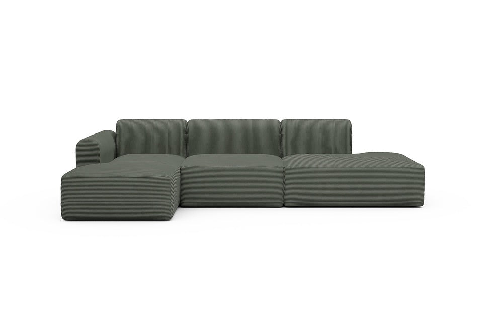 Rund Modular Sofa - Configurations 2 - K3L - 319 x 152 cm - Chaise + 1,5 Seater + Open-end - 598 Corduroy Sage