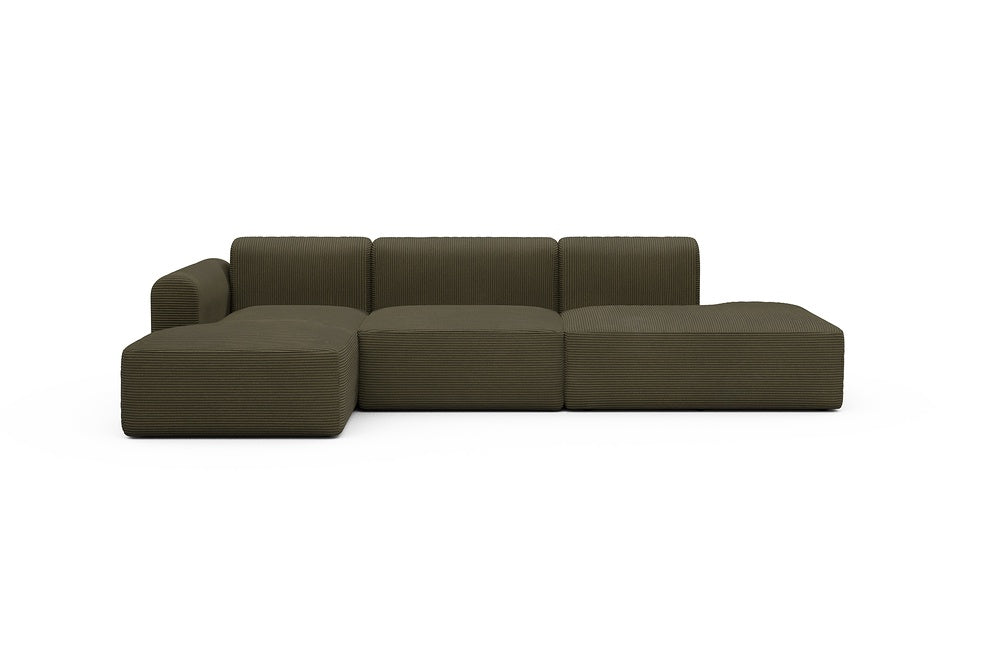 Rund Modular Sofa - Configurations 2 - K3L - 319 x 152 cm - Chaise + 1,5 Seater + Open-end - 599 Corduroy Olive