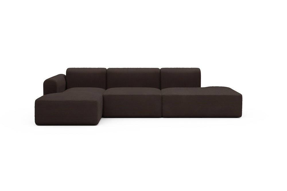 Rund Modular Sofa - Configurations 2 - K3L - 319 x 152 cm - Chaise + 1,5 Seater + Open-end - 600 Corduroy Cocoa