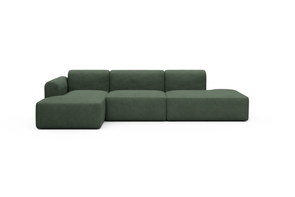 Rund Modular Sofa - Configurations 2 - K3L - 319 x 152 cm - Chaise + 1,5 Seater + Open-end - 769 Cura Saga Green