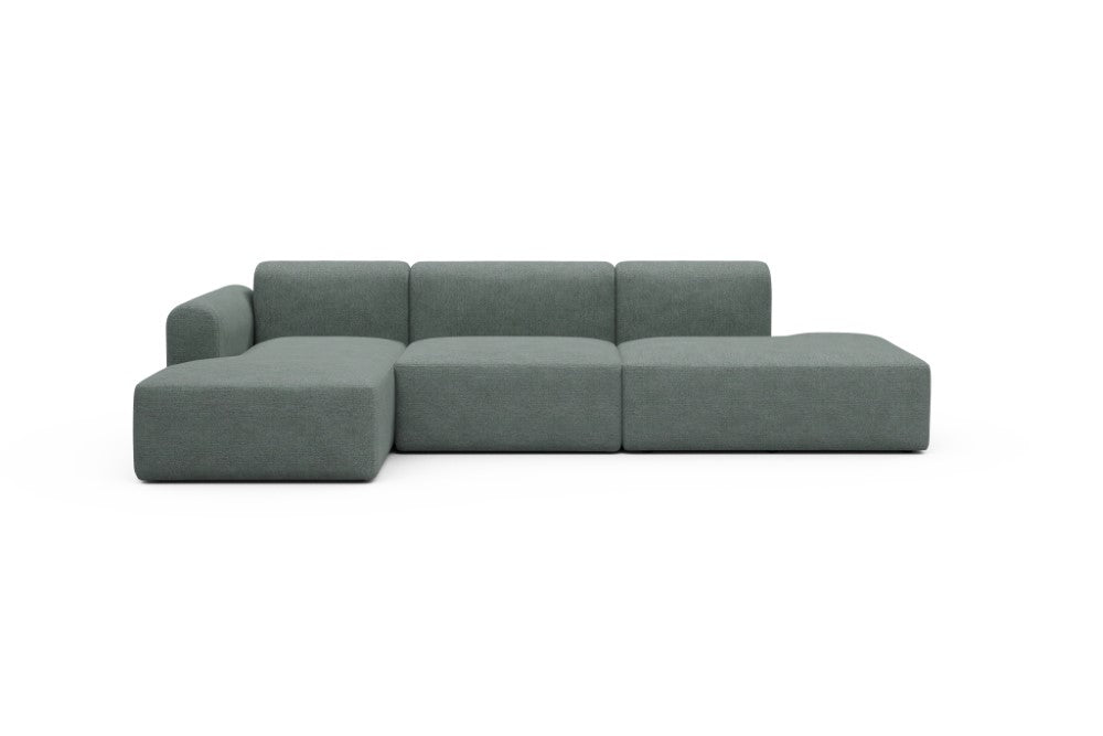 Rund Modular Sofa - Configurations 2 - K3L - 319 x 152 cm - Chaise + 1,5 Seater + Open-end - 770 Carreno Cielo Blue