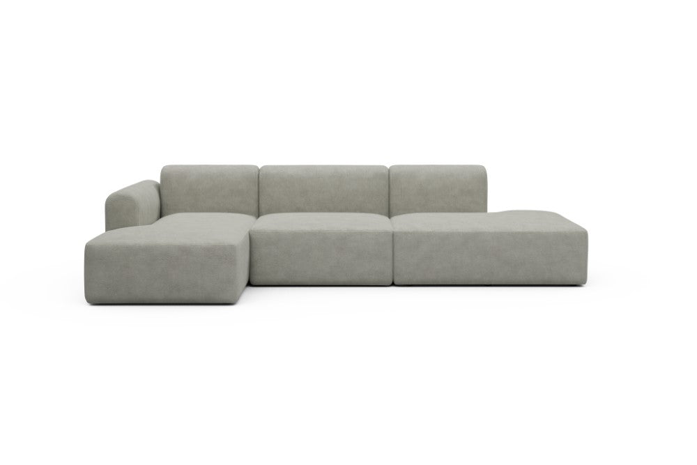 Rund Modular Sofa - Configurations 2 - K3L - 319 x 152 cm - Chaise + 1,5 Seater + Open-end - 773 Carreno Moon Stone White