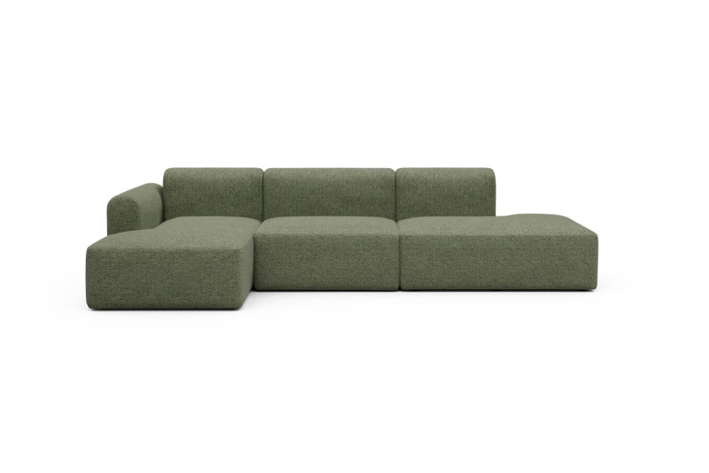 Rund Modular Sofa - Configurations 2 - K3L - 319 x 152 cm - Chaise + 1,5 Seater + Open-end - 775 Carreno Vivid Green