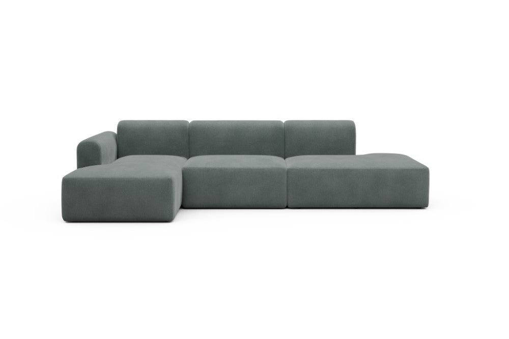 Rund Modular Sofa - Configurations 2 - K3L - 319 x 152 cm - Chaise + 1,5 Seater + Open-end - 812 Smooth Smooth Silver Grey