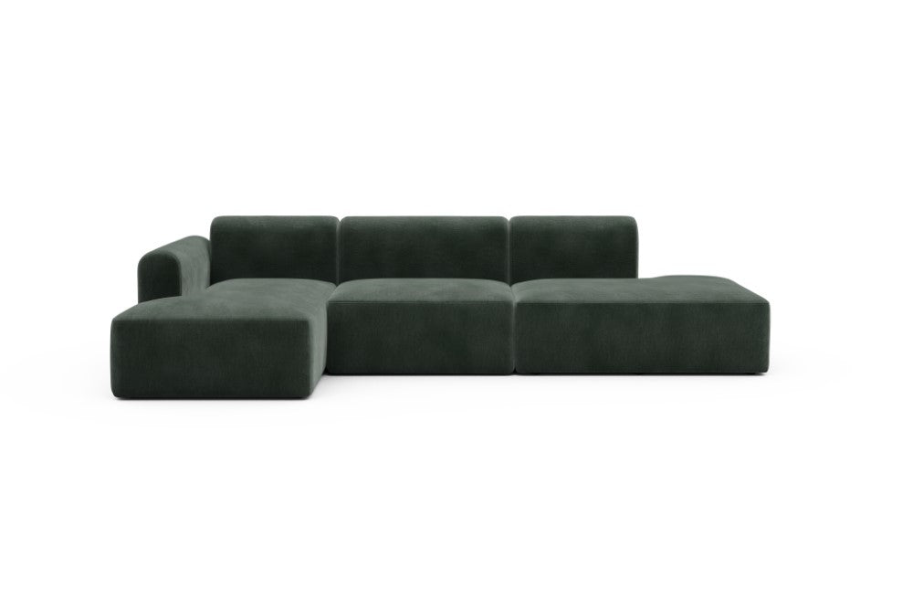Rund Modular Sofa - Configurations 2 - K3L - 319 x 152 cm - Chaise + 1,5 Seater + Open-end - 814 Smooth Laural Green