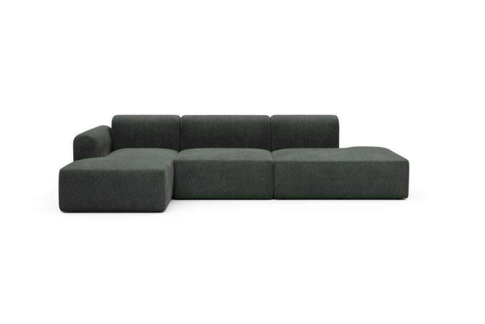 Rund Modular Sofa - Configurations 2 - K3L - 319 x 152 cm - Chaise + 1,5 Seater + Open-end - 818 Aivi Pine Green