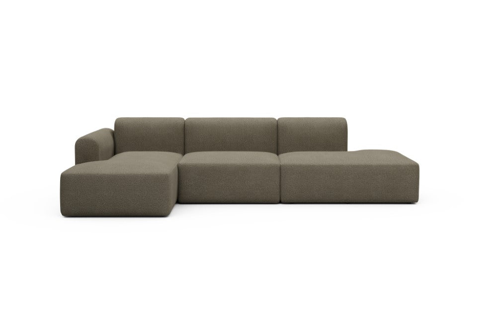 Rund Modular Sofa - Configurations 2 - K3L - 319 x 152 cm - Chaise + 1,5 Seater + Open-end - 850 Mahoga Caramel Grey