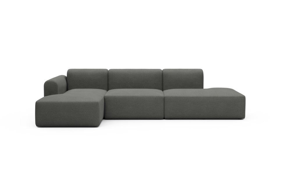 Rund Modular Sofa - Configurations 2 - K3L - 319 x 152 cm - Chaise + 1,5 Seater + Open-end - 852 Mahoga Seal Grey