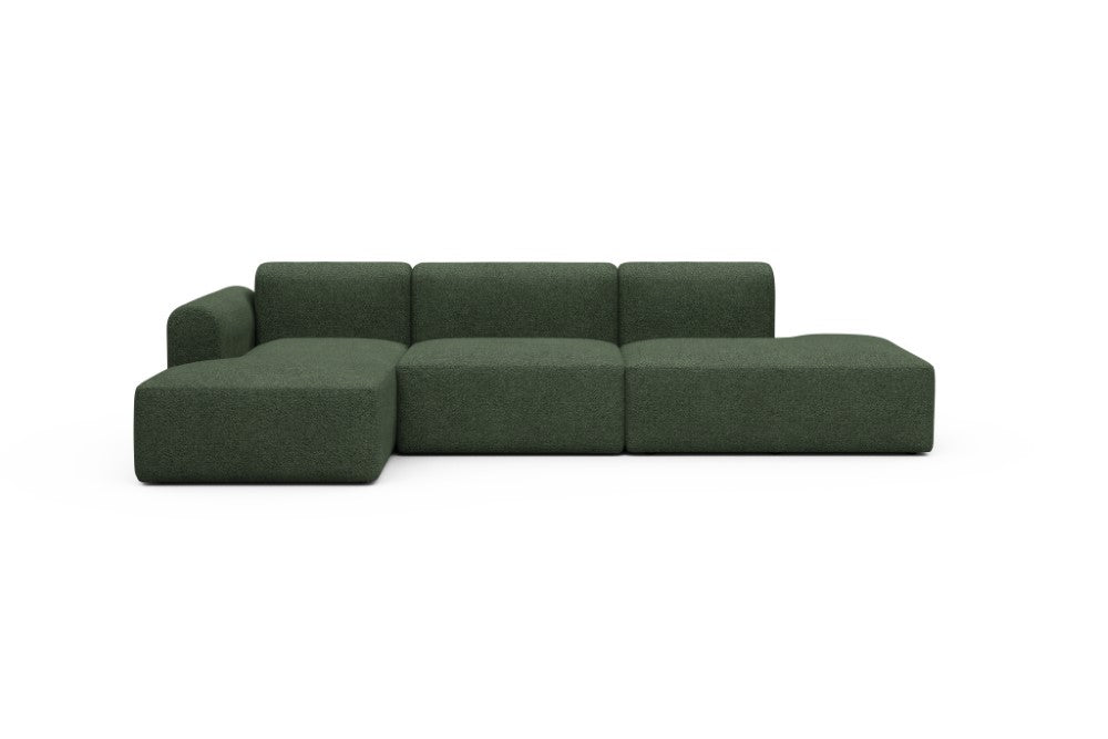 Rund Modular Sofa - Configurations 2 - K3L - 319 x 152 cm - Chaise + 1,5 Seater + Open-end - 869 Vanora Deep Green