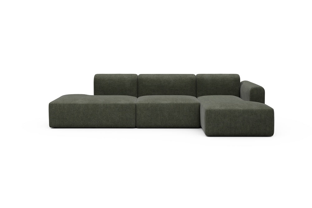 Rund Modular Sofa - Configurations 2 - K4L - 319 x 152 cm - Open-end + 1,5 Seater + Chaise - 413 Esina Olive Green