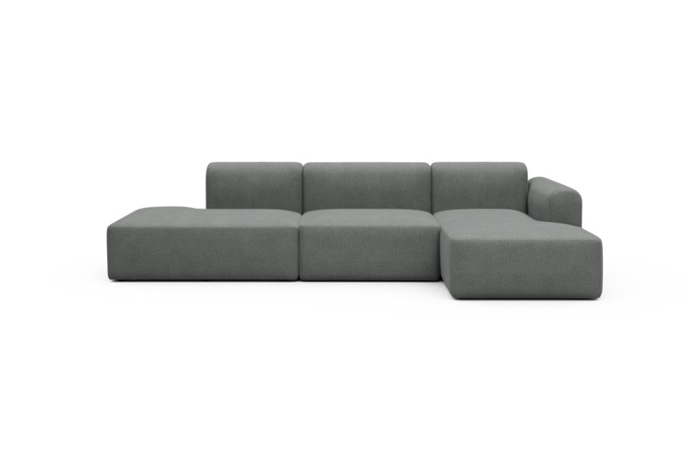 Rund Modular Sofa - Configurations 2 - K4L - 319 x 152 cm - Open-end + 1,5 Seater + Chaise - 440 Satya Steel Grey