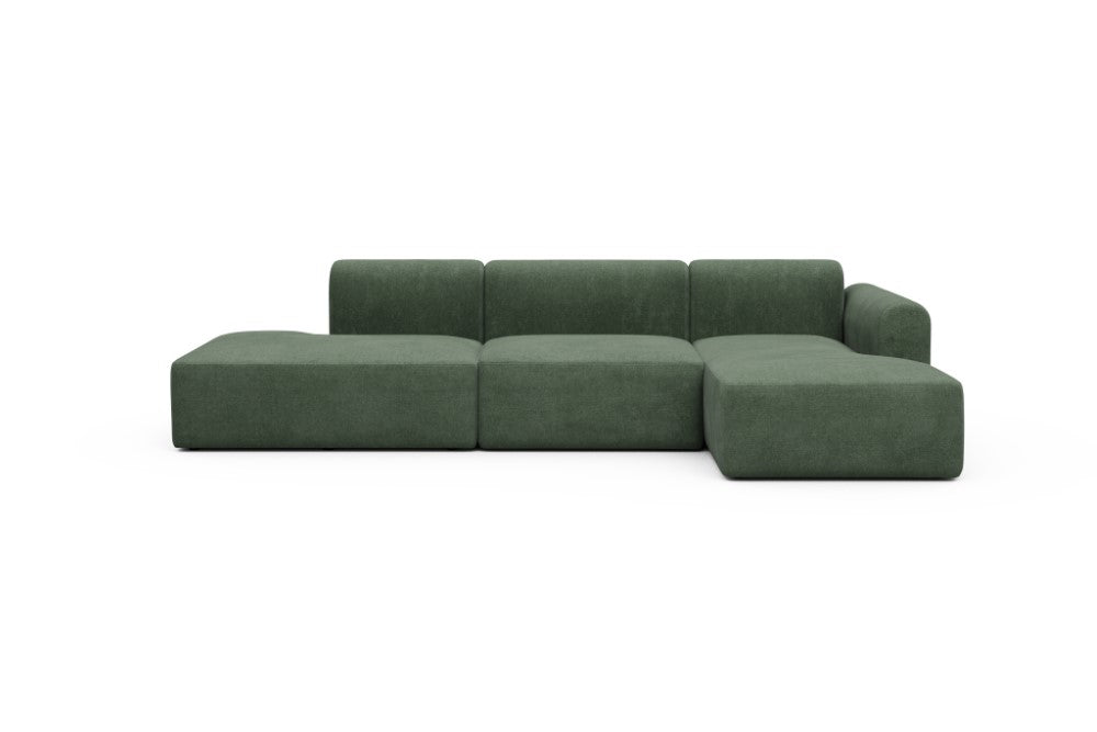 Rund Modular Sofa - Configurations 2 - K4L - 319 x 152 cm - Open-end + 1,5 Seater + Chaise - 498 Casone Forest Green