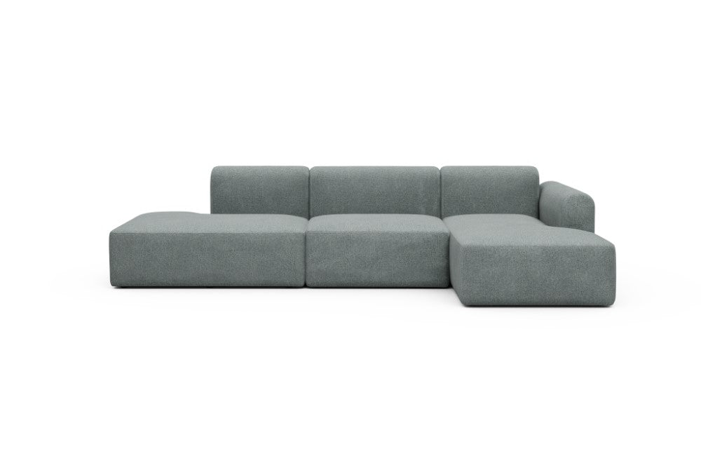 Rund Modular Sofa - Configurations 2 - K4L - 319 x 152 cm - Open-end + 1,5 Seater + Chaise - 499 Casone Light mixed Green