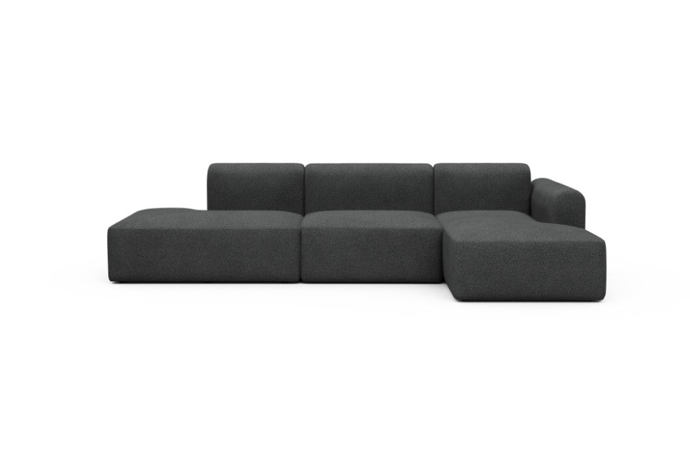Rund Modular Sofa - Configurations 2 - K4L - 319 x 152 cm - Open-end + 1,5 Seater + Chaise - 529 Bouclé Charcoal