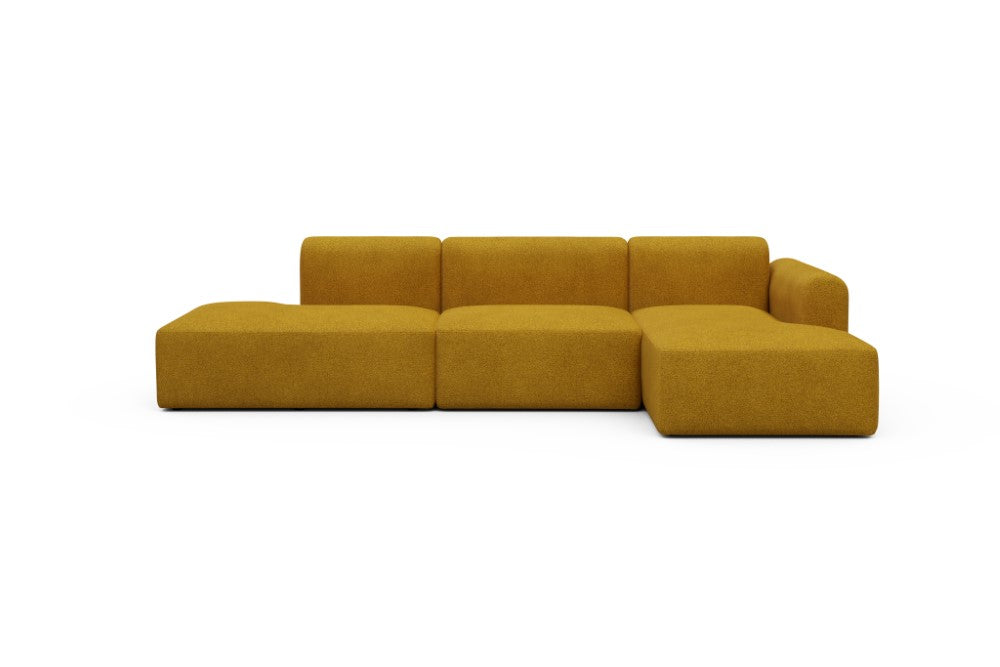 Rund Modular Sofa - Configurations 2 - K4L - 319 x 152 cm - Open-end + 1,5 Seater + Chaise - 536 Bouclé Ochre