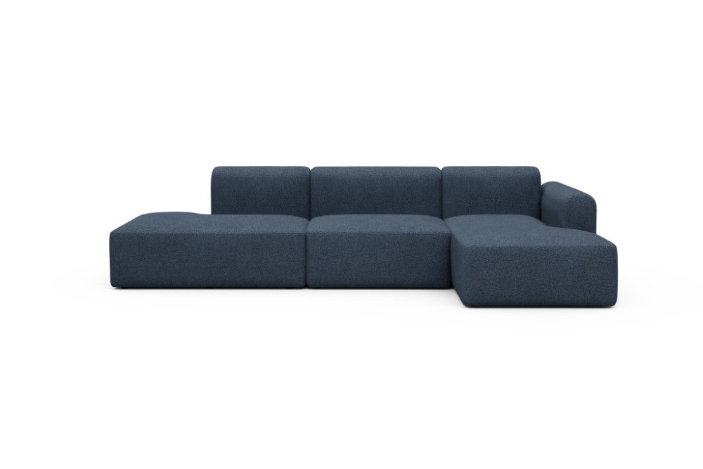 Rund Modular Sofa - Configurations 2 - K4L - 319 x 152 cm - Open-end + 1,5 Seater + Chaise - 537 Bouclé Blue