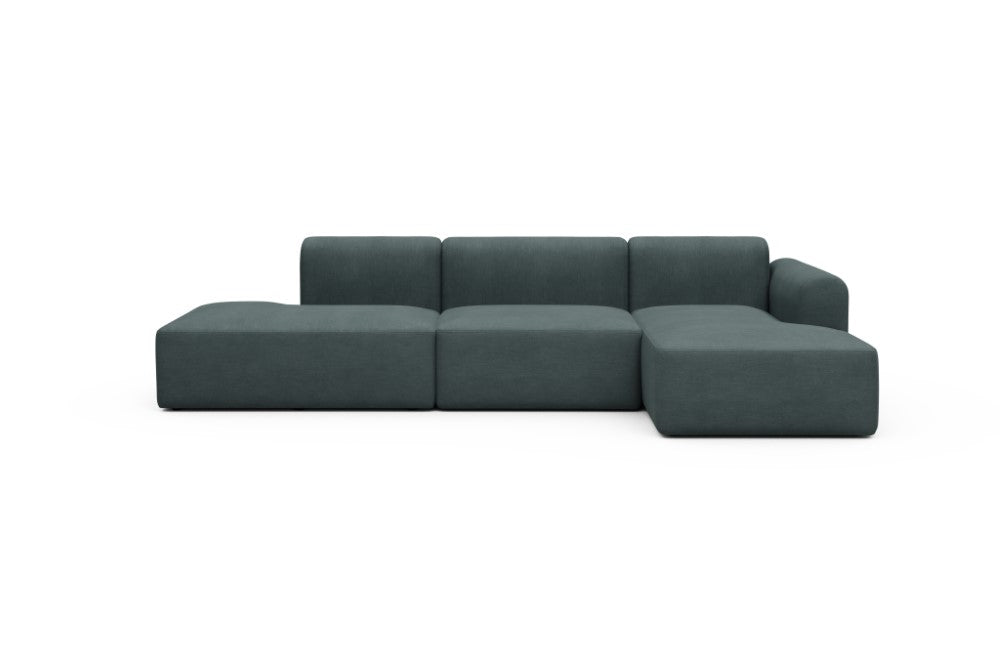 Rund Modular Sofa - Configurations 2 - K4L - 319 x 152 cm - Open-end + 1,5 Seater + Chaise - 573 Vivus Dusty Blue