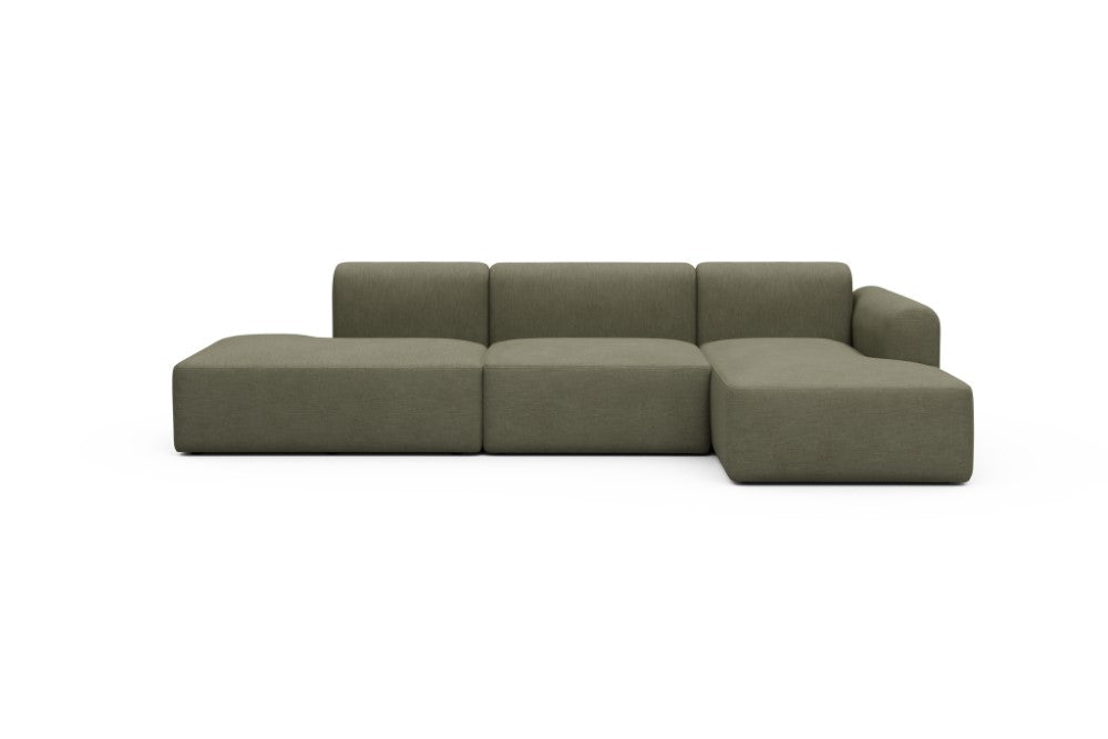 Rund Modular Sofa - Configurations 2 - K4L - 319 x 152 cm - Open-end + 1,5 Seater + Chaise - 575 Vivus Dusty Olive