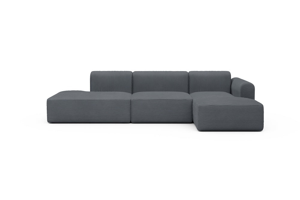 Rund Modular Sofa - Configurations 2 - K4L - 319 x 152 cm - Open-end + 1,5 Seater + Chaise - 592 Corduroy Silvermist