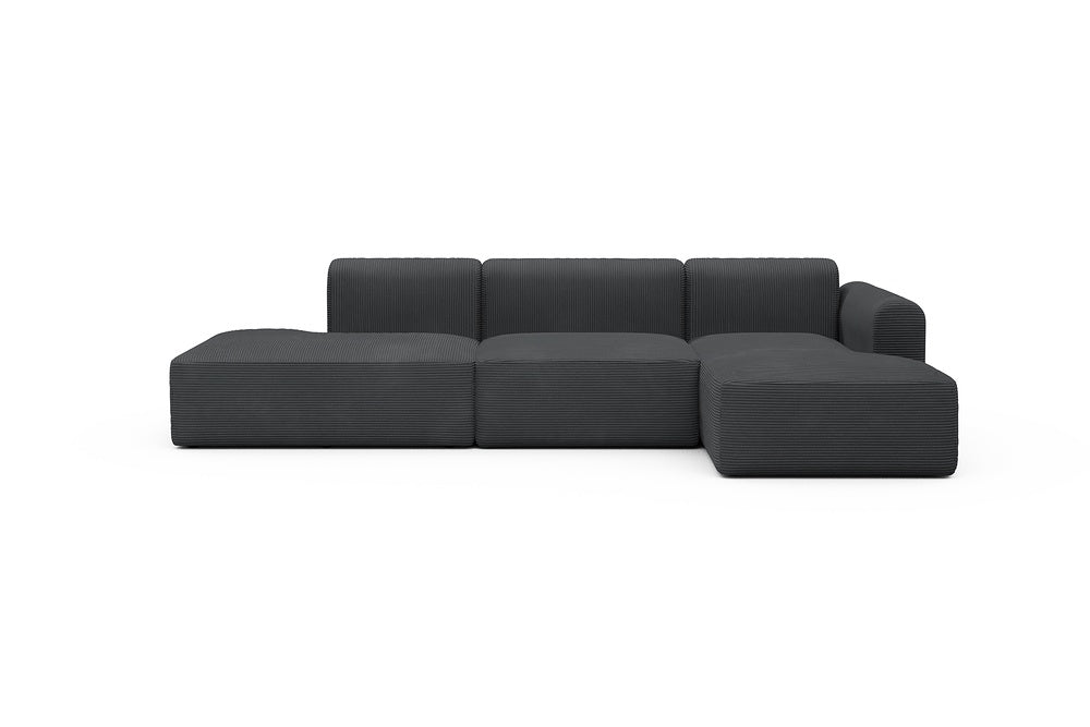 Rund Modular Sofa - Configurations 2 - K4L - 319 x 152 cm - Open-end + 1,5 Seater + Chaise - 593 Corduroy Graphite