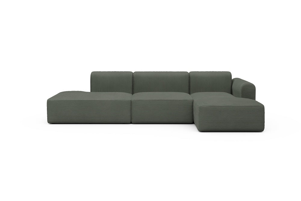 Rund Modular Sofa - Configurations 2 - K4L - 319 x 152 cm - Open-end + 1,5 Seater + Chaise - 598 Corduroy Sage
