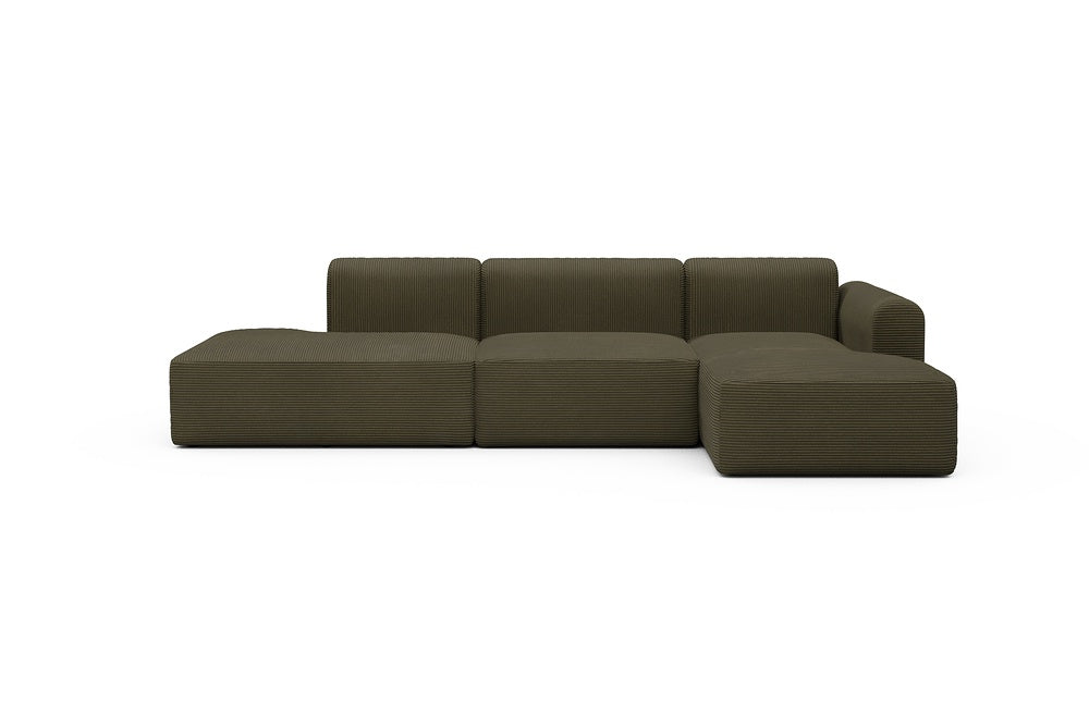 Rund Modular Sofa - Configurations 2 - K4L - 319 x 152 cm - Open-end + 1,5 Seater + Chaise - 599 Corduroy Olive