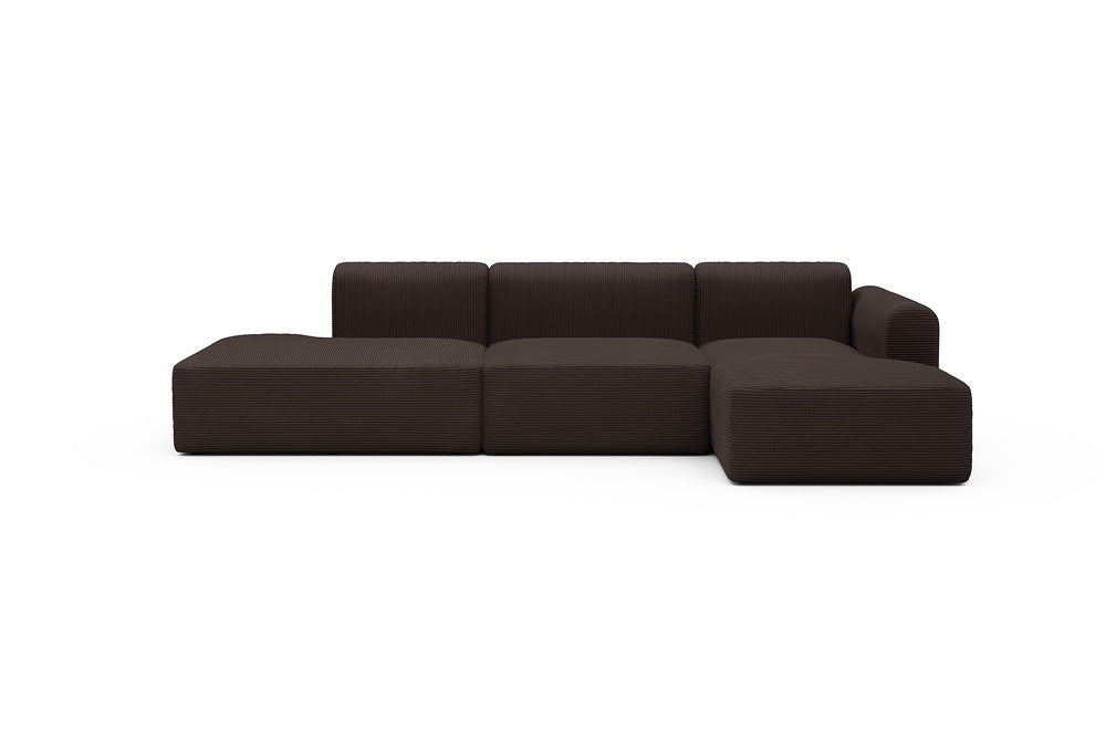 Rund Modular Sofa - Configurations 2 - K4L - 319 x 152 cm - Open-end + 1,5 Seater + Chaise - 600 Corduroy Cocoa