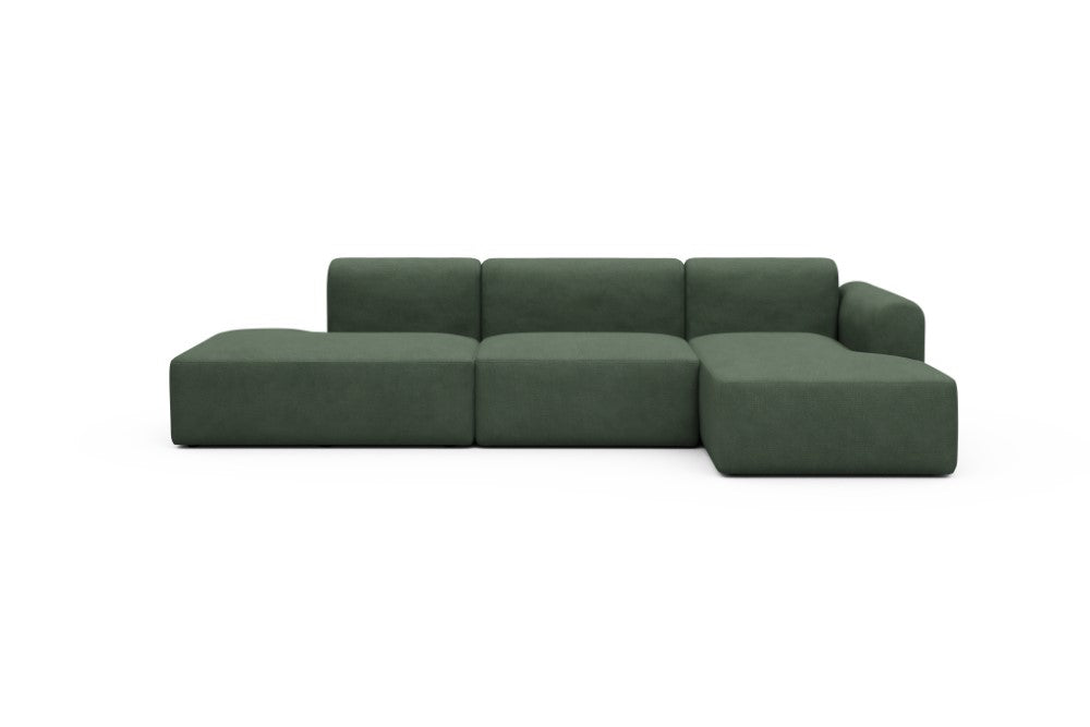 Rund Modular Sofa - Configurations 2 - K4L - 319 x 152 cm - Open-end + 1,5 Seater + Chaise - 769 Cura Saga Green