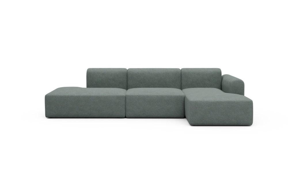 Rund Modular Sofa - Configurations 2 - K4L - 319 x 152 cm - Open-end + 1,5 Seater + Chaise - 770 Carreno Cielo Blue