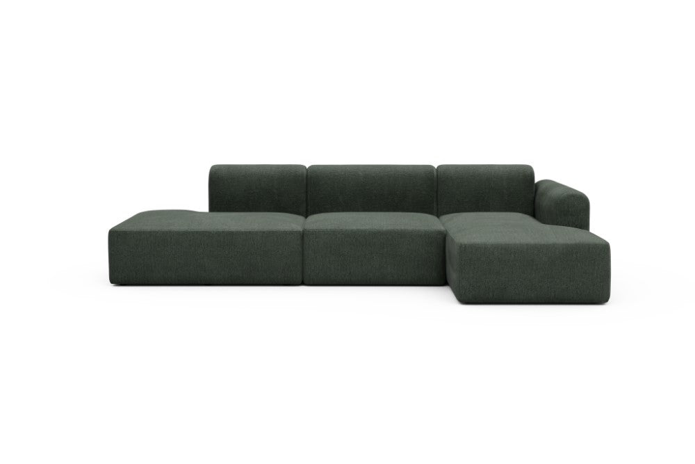 Rund Modular Sofa - Configurations 2 - K4L - 319 x 152 cm - Open-end + 1,5 Seater + Chaise - 818 Aivi Pine Green