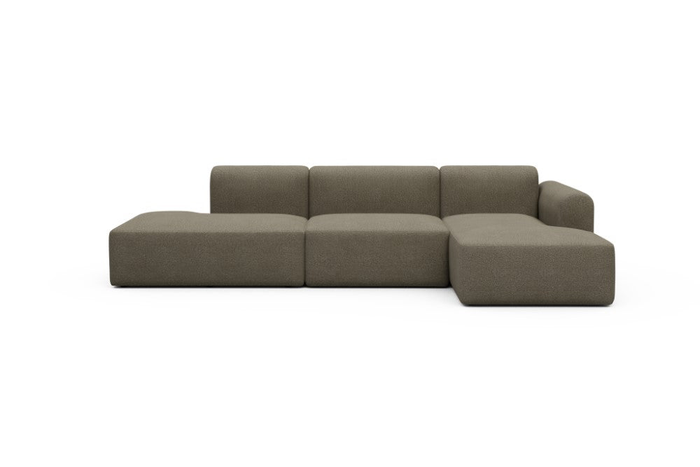 Rund Modular Sofa - Configurations 2 - K4L - 319 x 152 cm - Open-end + 1,5 Seater + Chaise - 850 Mahoga Caramel Grey