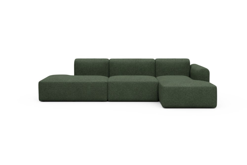 Rund Modular Sofa - Configurations 2 - K4L - 319 x 152 cm - Open-end + 1,5 Seater + Chaise - 869 Vanora Deep Green