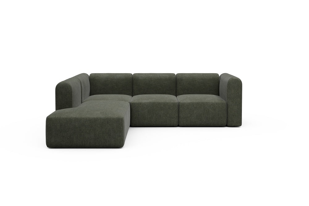 Rund Modular Sofa - Configurations 2 - M1H - 266 x 224 cm - Open-end + 2,5 Seater - 413 Esina Olive Green