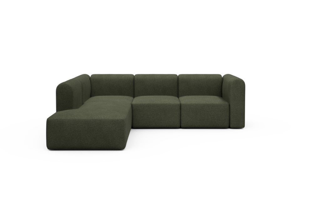 Rund Modular Sofa - Configurations 2 - M1H - 266 x 224 cm - Open-end + 2,5 Seater - 535 Bouclé Forest Green