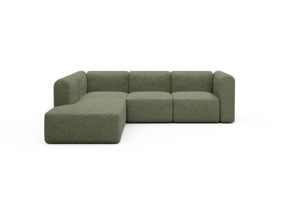 Rund Modular Sofa - Configurations 2 - M1H - 266 x 224 cm - Open-end + 2,5 Seater - 775 Carreno Vivid Green