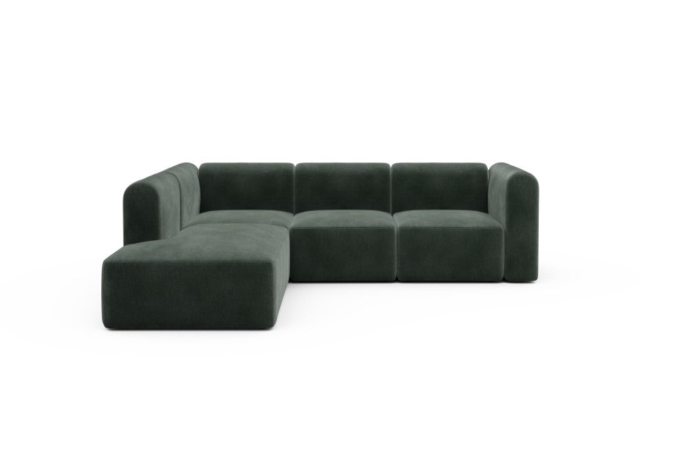 Rund Modular Sofa - Configurations 2 - M1H - 266 x 224 cm - Open-end + 2,5 Seater - 814 Smooth Laural Green