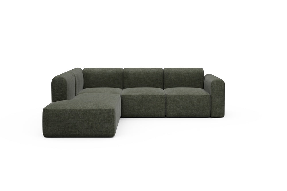 Rund Modular Sofa - Configurations 2 - M1L - 266 x 224 cm - Open-end + 2,5 Seater - 413 Esina Olive Green