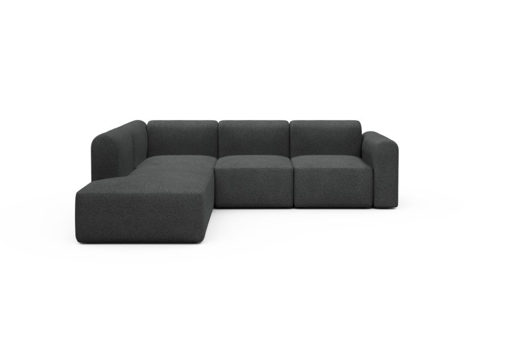 Rund Modular Sofa - Configurations 2 - M1L - 266 x 224 cm - Open-end + 2,5 Seater - 529 Bouclé Charcoal