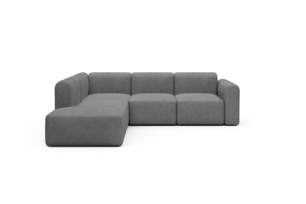 Rund Modular Sofa - Configurations 2 - M1L - 266 x 224 cm - Open-end + 2,5 Seater - 533 Bouclé Ash Grey