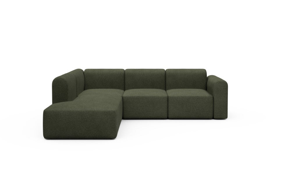 Rund Modular Sofa - Configurations 2 - M1L - 266 x 224 cm - Open-end + 2,5 Seater - 535 Bouclé Forest Green