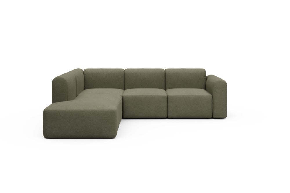 Rund Modular Sofa - Configurations 2 - M1L - 266 x 224 cm - Open-end + 2,5 Seater - 575 Vivus Dusty Olive