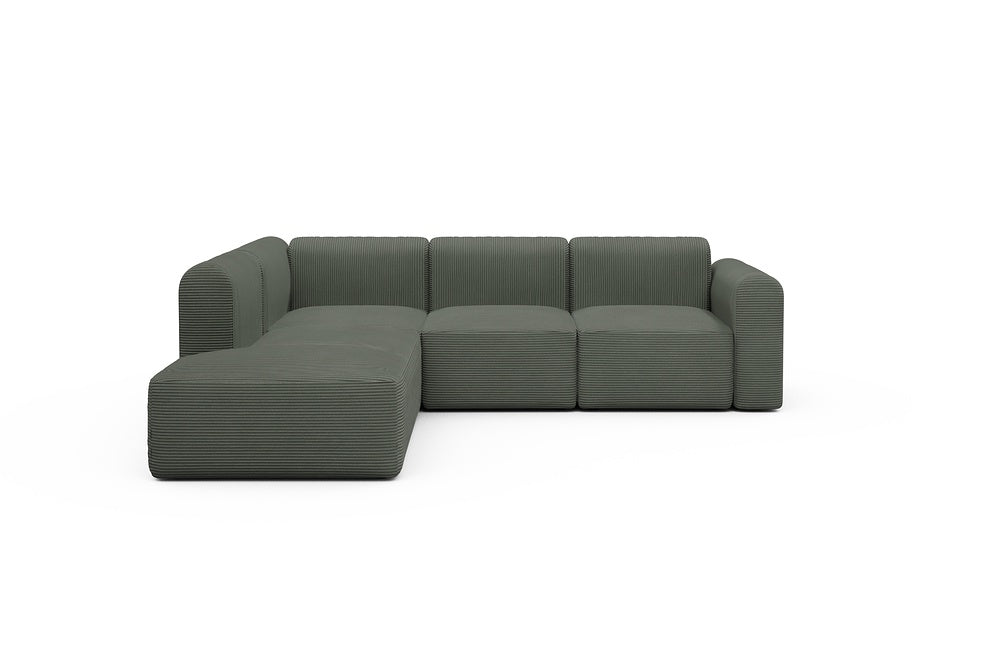 Rund Modular Sofa - Configurations 2 - M1L - 266 x 224 cm - Open-end + 2,5 Seater - 598 Corduroy Sage