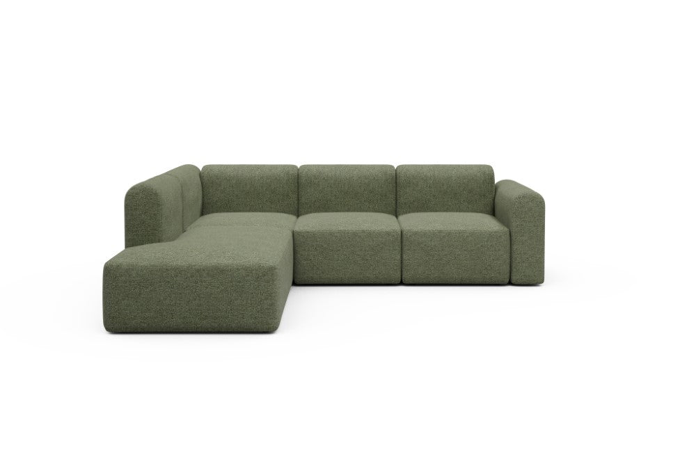 Rund Modular Sofa - Configurations 2 - M1L - 266 x 224 cm - Open-end + 2,5 Seater - 775 Carreno Vivid Green